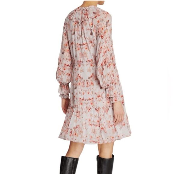All Saints Ava Momo Frill Floral Dress Puff Sleeves V-neckline NWT Size 10 - Picture 6 of 10